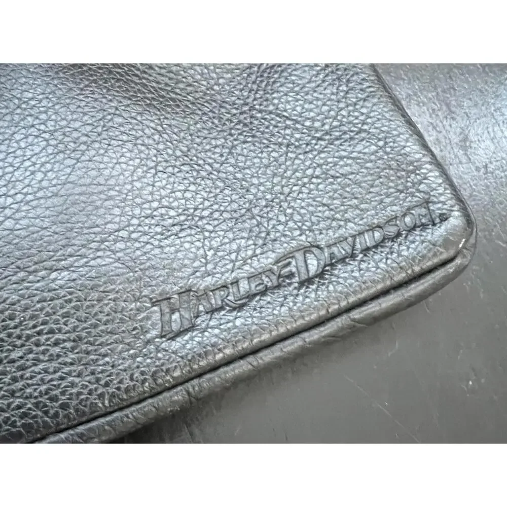 Harley-Davidson‎ Black Leather Motorcycle Bag with Metal  Minimalist Logo